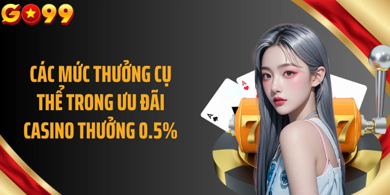 Các mức thưởng cụ thể trong ưu đãi Casino thưởng 0.5%